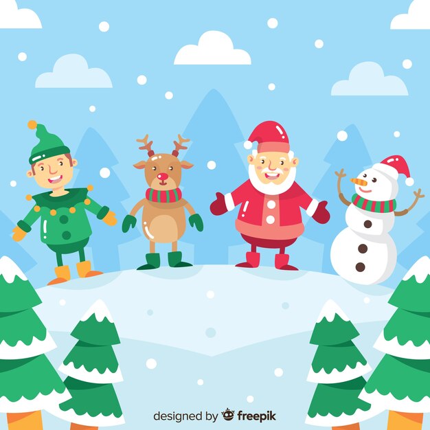 Lovely christmas character collection with flat design