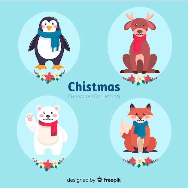 Lovely christmas character collection with flat design