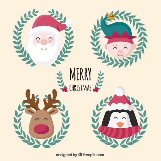 Free Vector lovely christmas characters