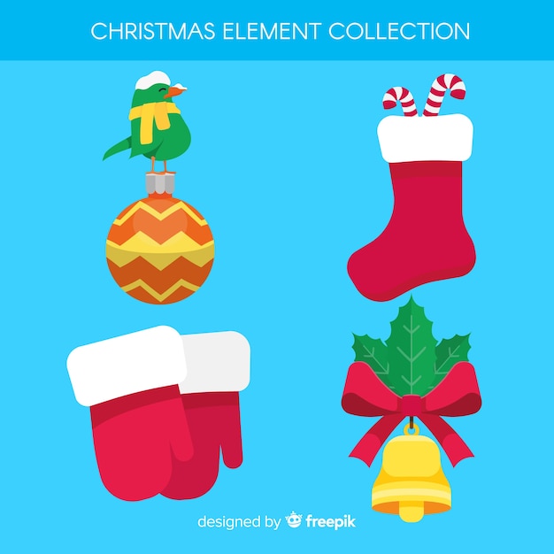 Lovely christmas element collection with flat design