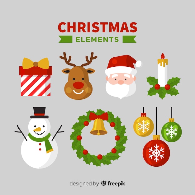 Lovely christmas element collection with flat design