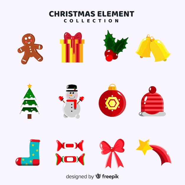 Lovely christmas element collection with flat design