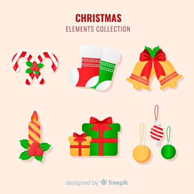 Lovely christmas element collection with flat design