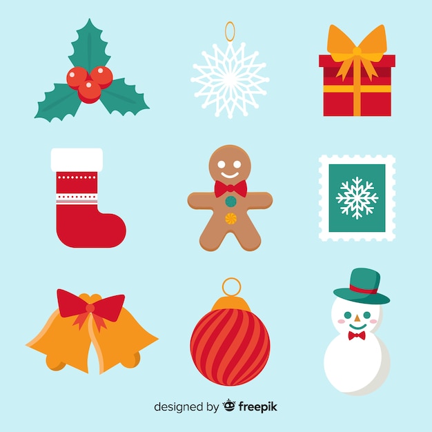 Lovely christmas element collection with flat design