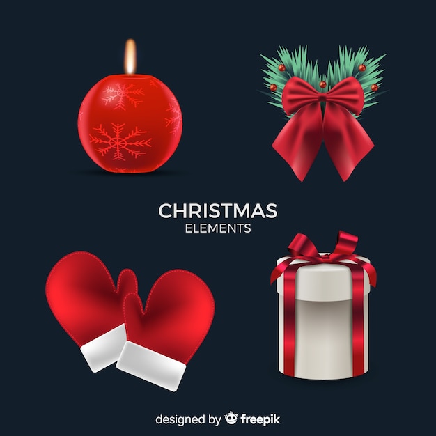 Free Vector lovely christmas element collection with realistic design