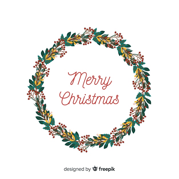 Free Vector lovely christmas floral wreath