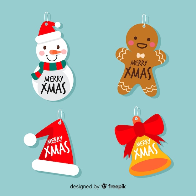 Free Vector lovely christmas label set