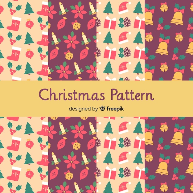 Lovely christmas pattern collection with flat design