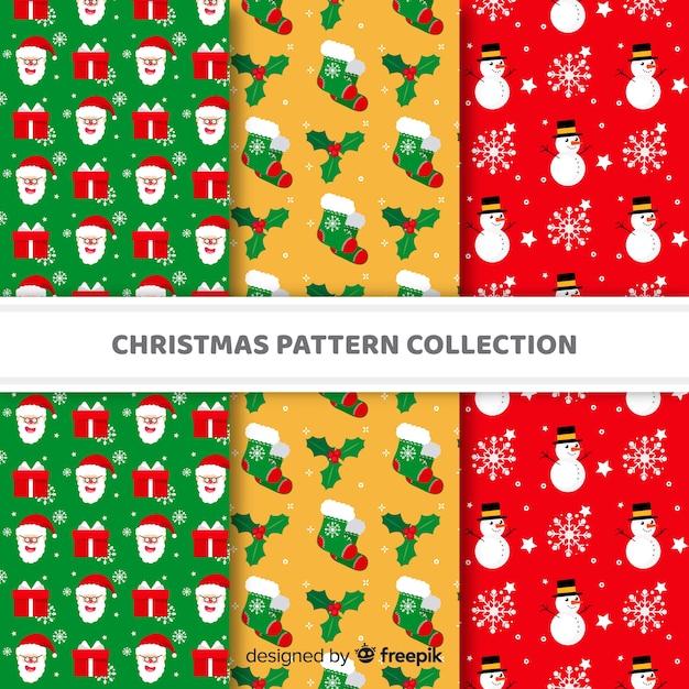 Lovely christmas pattern collection with flat design