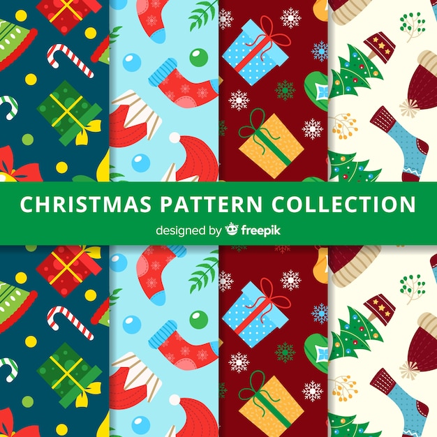 Lovely christmas pattern collection with flat design