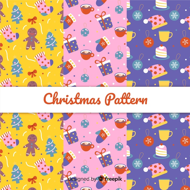 Lovely christmas pattern collection with flat design