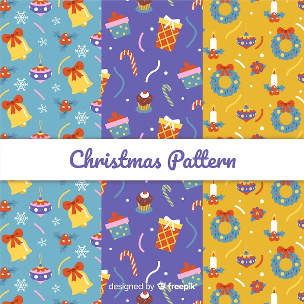 Lovely christmas pattern collection with flat design