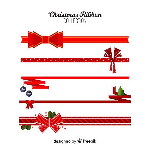 Lovely christmas ribbon collection with flat design