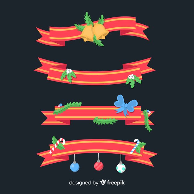 Lovely christmas ribbon collection with flat design