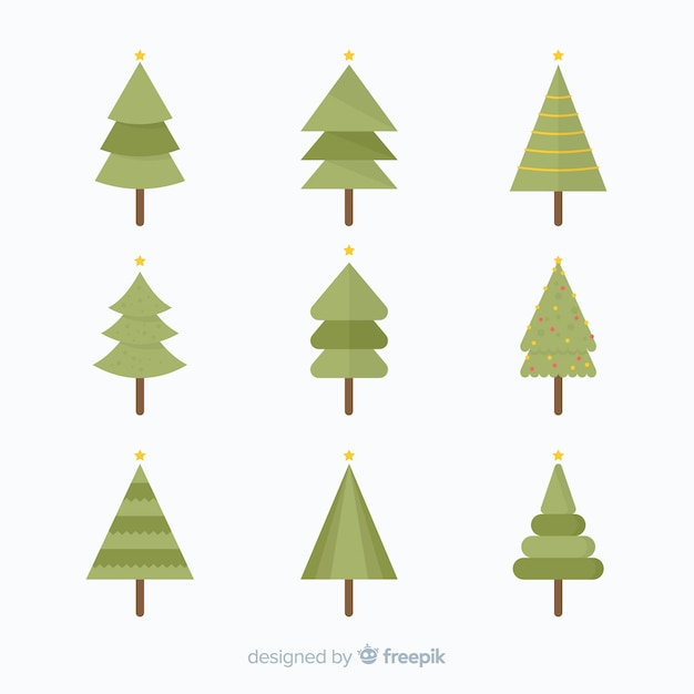 Lovely christmas tree collection with flat design