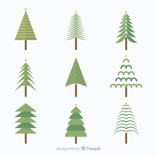 Lovely christmas tree collection with flat design