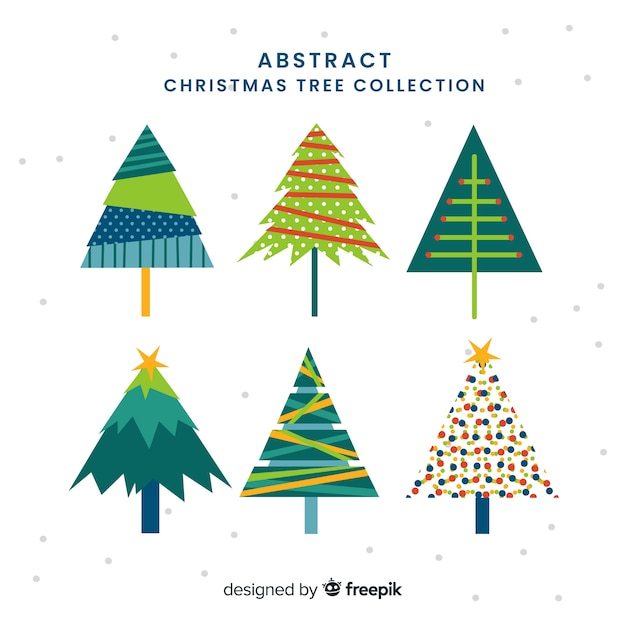 Lovely christmas tree collection with flat design