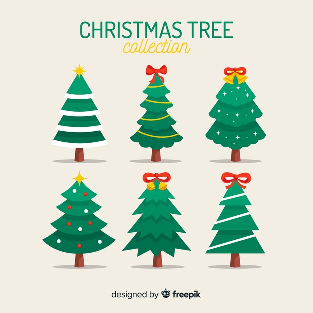 Lovely christmas tree collection with flat design