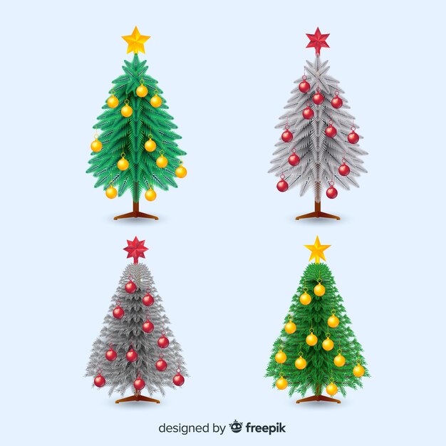 Lovely christmas tree collection with realistic design