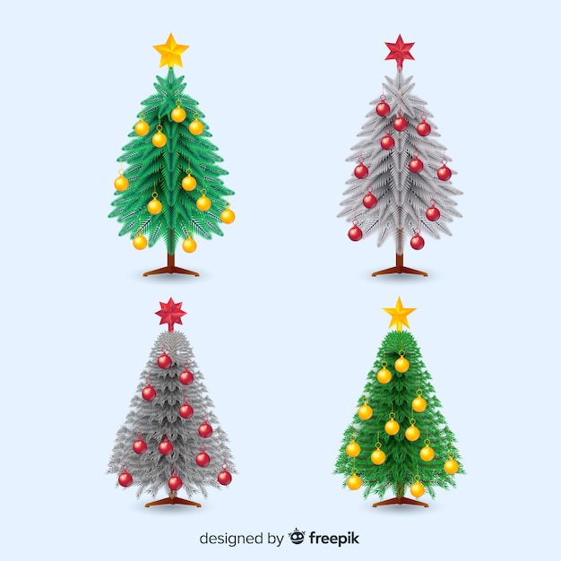 Lovely christmas tree collection with realistic design