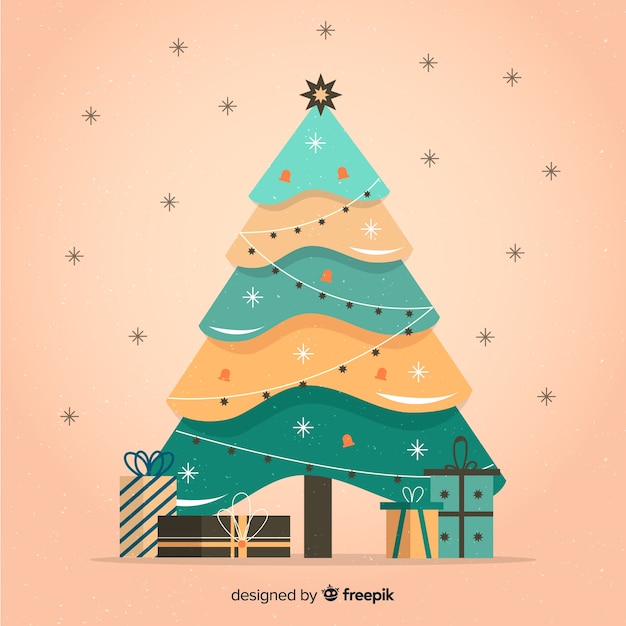 Free Vector lovely christmas tree composition