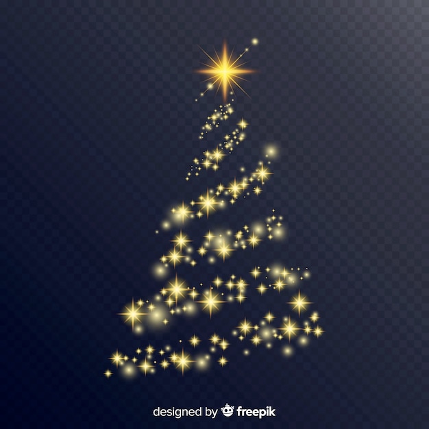 Free Vector lovely christmas tree with elegant lights