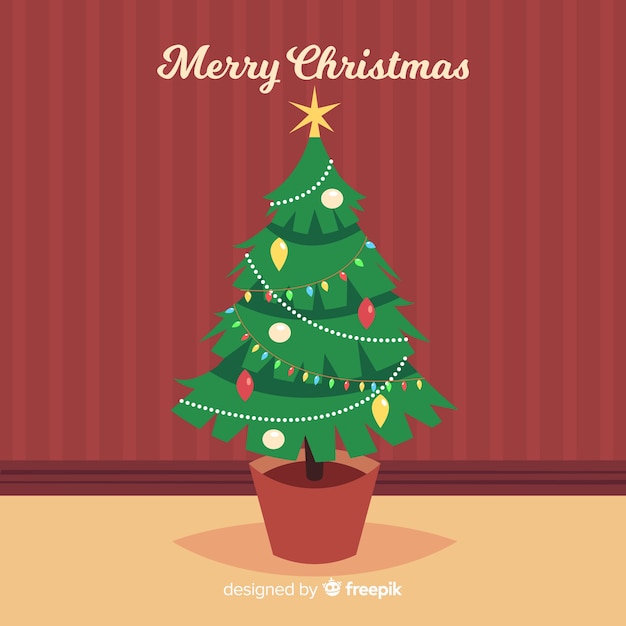 Lovely christmas tree with flat design