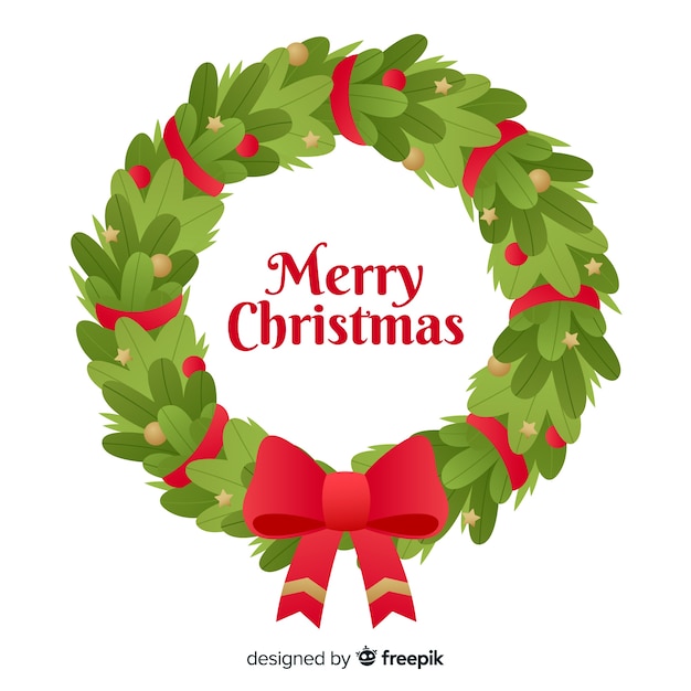 Lovely christmas wreath with flat design