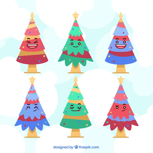 Free Vector lovely colored christmas trees