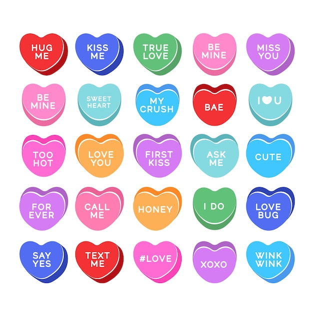 Free Vector lovely conversation hearts collection