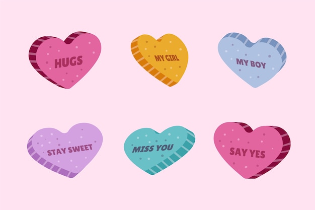 Free Vector lovely conversation hearts collection