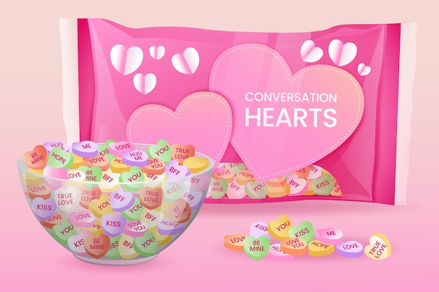 Free Vector lovely conversation hearts illustrated