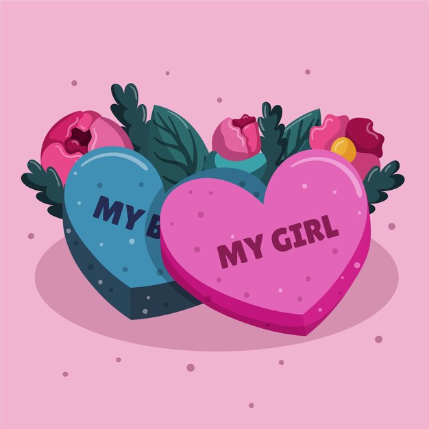 Lovely conversation hearts illustration