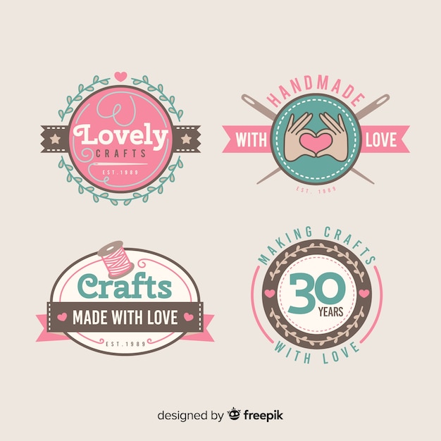 Free Vector lovely crafts label collection