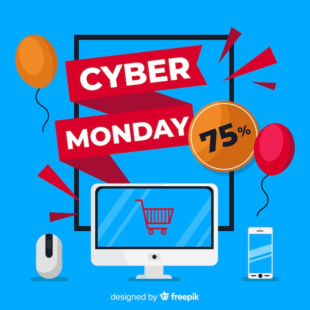 Free Vector lovely cyber monday composition with flat design