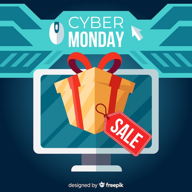 Lovely cyber monday composition with flat design