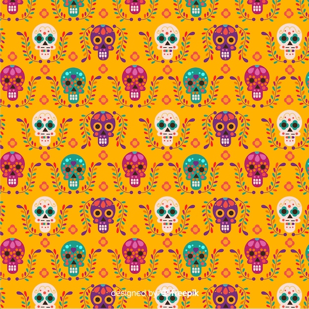 Lovely dia de muertos pattern background