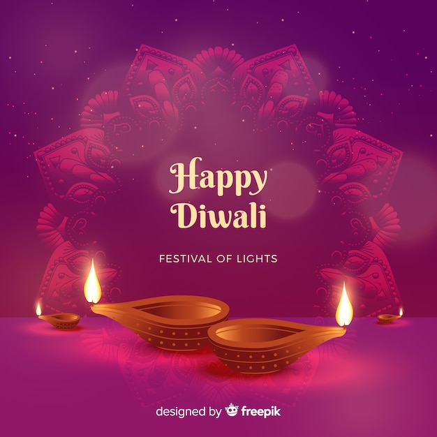 Lovely diwali background with flat design