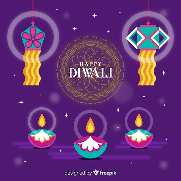 Lovely diwali background with flat design