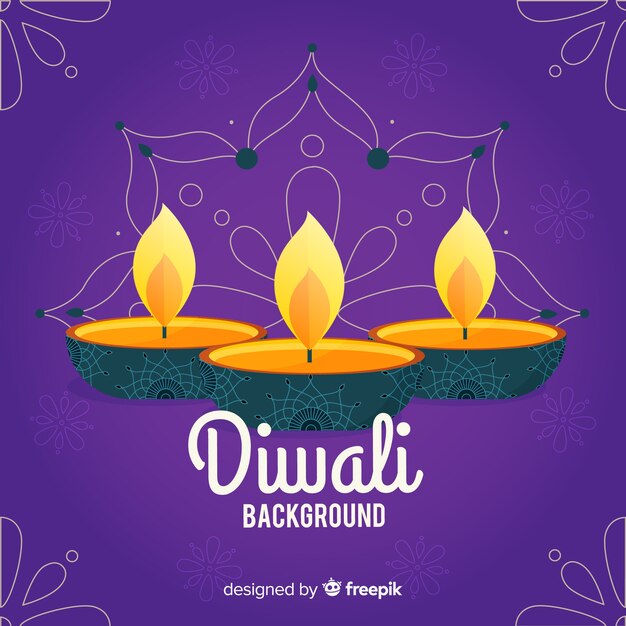 Lovely diwali background with flat design