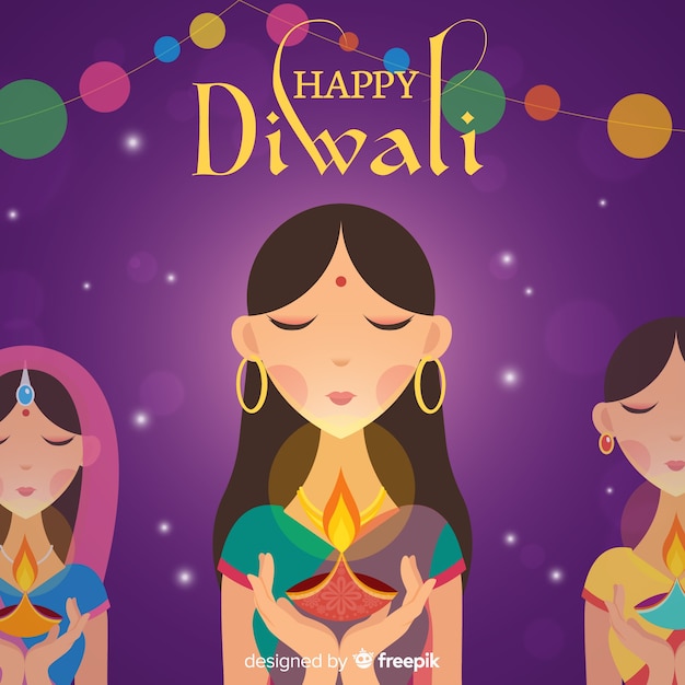 Free Vector lovely diwali background with flat design