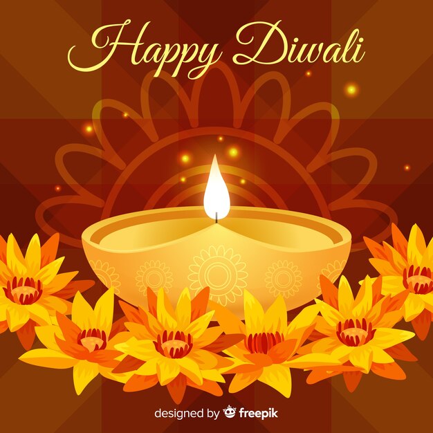 Lovely diwali background with flat design