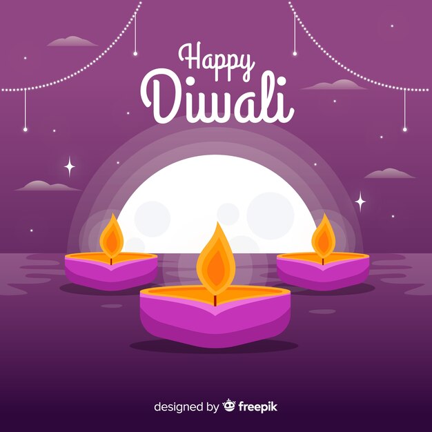 Lovely diwali background with flat design