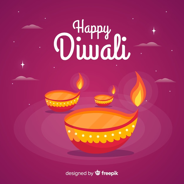 Lovely diwali background with flat design