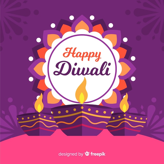 Free Vector lovely diwali background with flat design