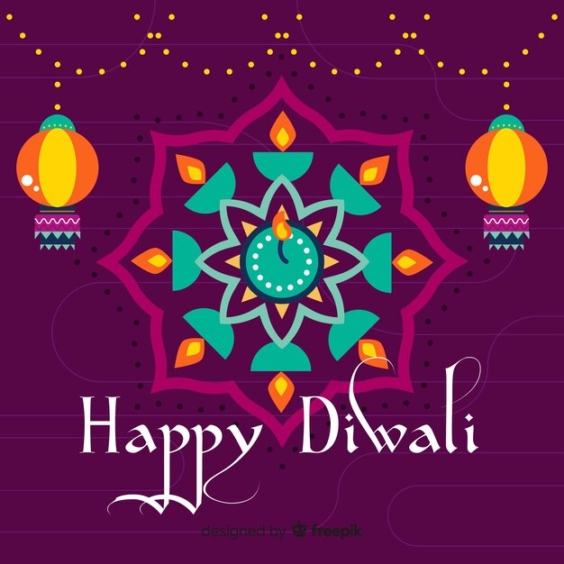 Lovely diwali background with flat design