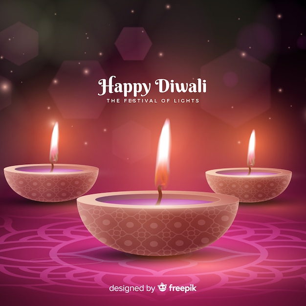 Free vector lovely diwali background with realistic design