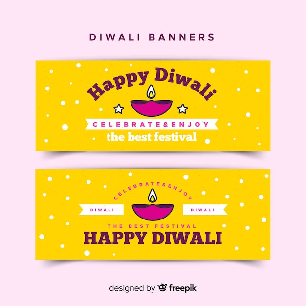 Lovely diwali sale banners with flat design