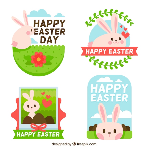 Lovely easter bunny stickers set