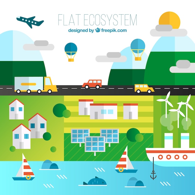 Lovely ecosystem concept with flat design